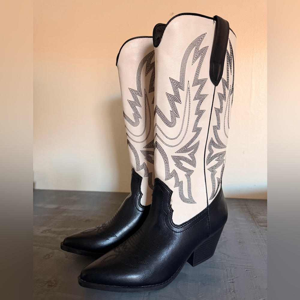 Black and White Western Boots